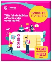 A képen egy 2000 Ft-os Domino feltöltőkártya látható