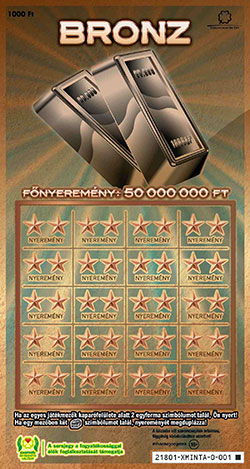 Bronz sorsjegy, főnyeremény 50 000 000 Ft