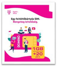 A képen egy 1 GB-is Domino feltöltőkártya csomag látható