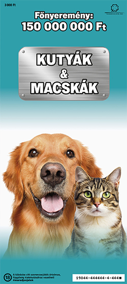 A képen a Kutyák és Macskák sorsjegy látható