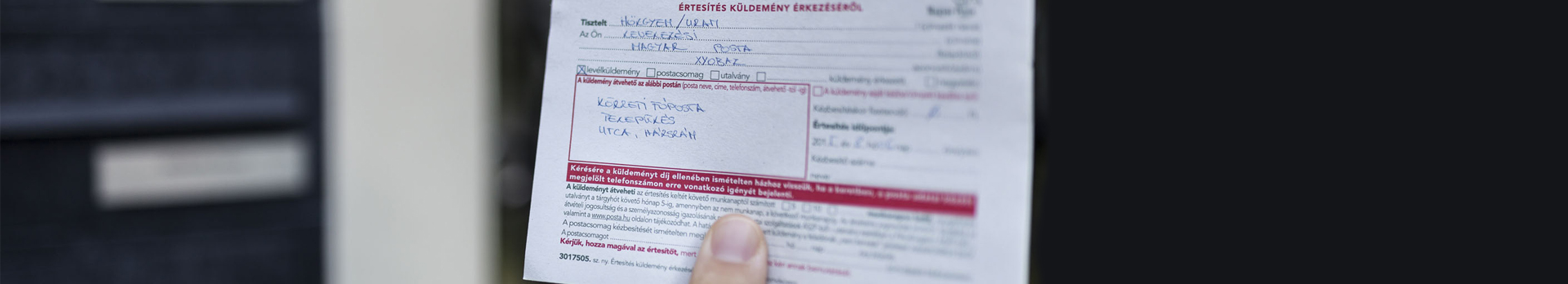 A képen egy értesítés küldemény érkezéséről értesítő látható.